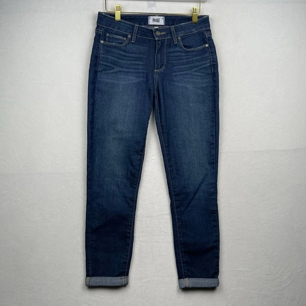 PAIGE Jeans Women's Size 27 (4) Kylie Crop Cuffed Distressed Stretch Denim - Picture 1 of 10
